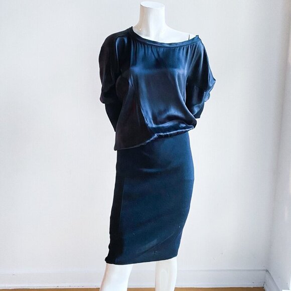 Yves Saint LAurent Autumn 2008 Silk Knit Mixed Materials Cocktail Dress S/38 - Picture 6 of 12